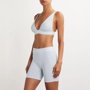 SKIMS COTTON RIB PLUNGE BRALETTE OPAL NWT XL SMALL FLAW